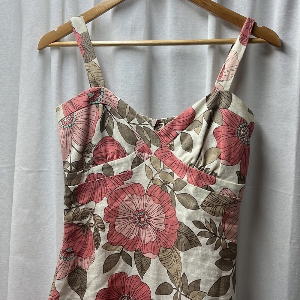 J. P. & Mattie Pink Cream Floral Linen Dress- S - Picture 3 of 7